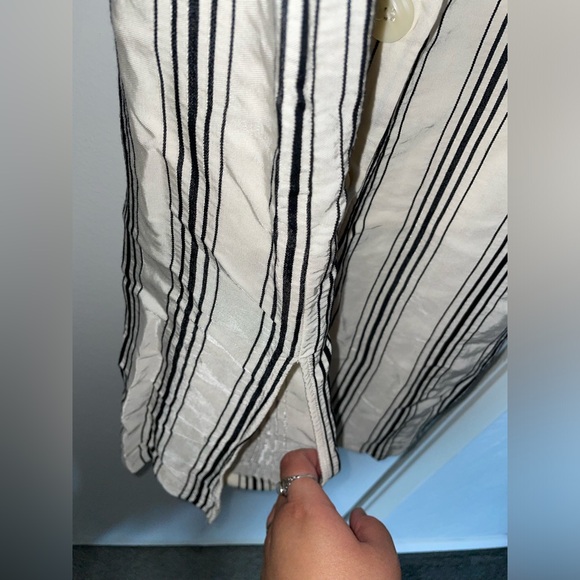 Anthropologie Maeve Esther Ivory Black Stripped Sleeveless Shirt Dress Size 2 - Picture 6 of 9